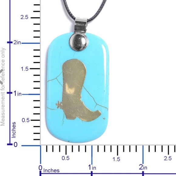 Blue Howlite Pendant with Wax Necklace (24-26 in) - Picture 3 of 7